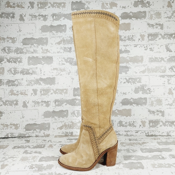 Vince Camuto Madolee Tan Suede Block Heel Over the Knee Boots H866 - Picture 1 of 13